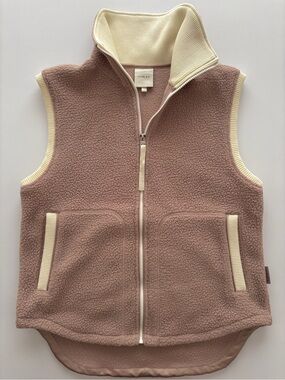 Varley Blush Pink Sherpa Vest with Cream Trim